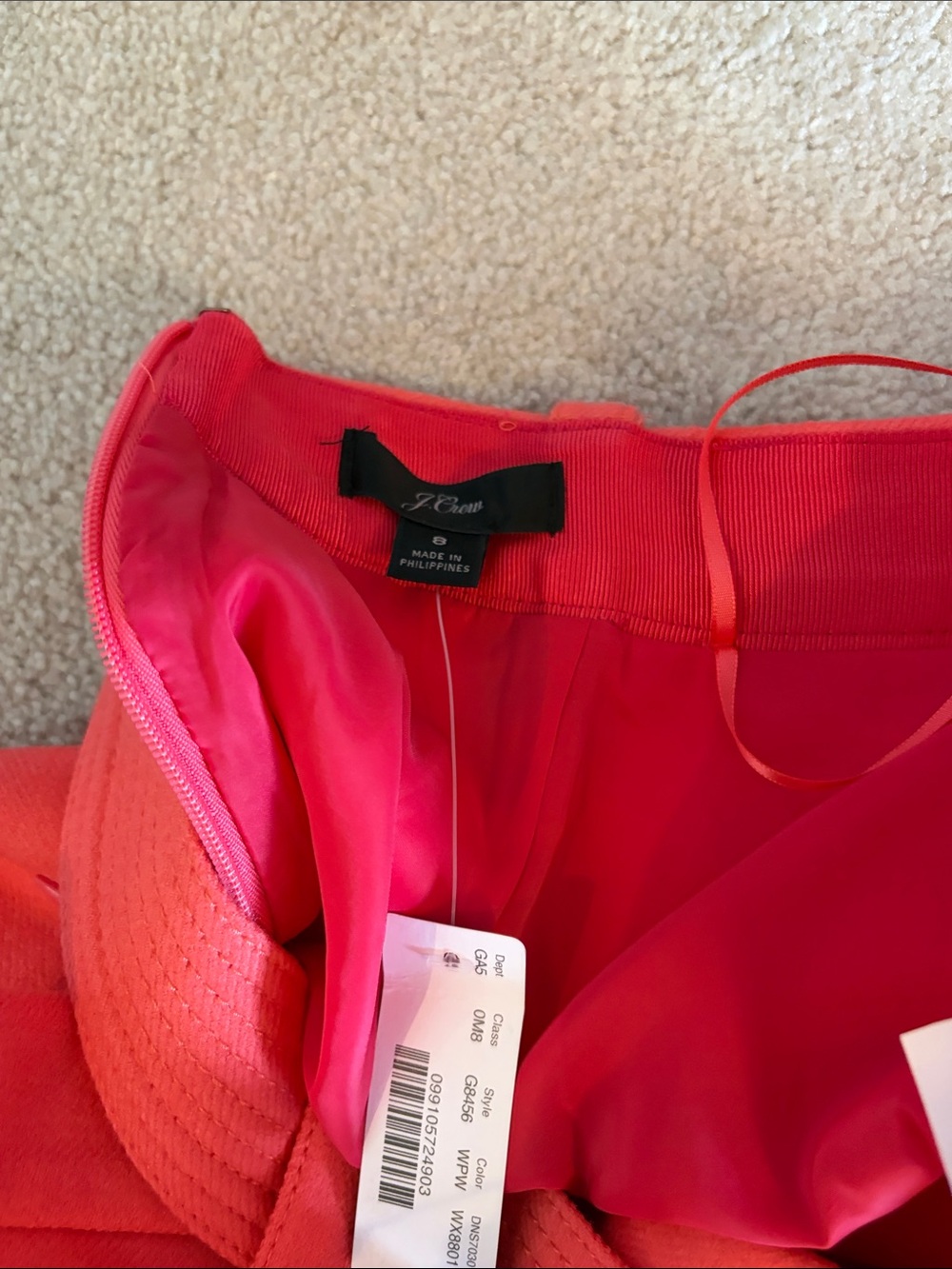 J. Crew Deep Coral Wool Midi Skirt with Self-Tie Belt - Picture 9 of 10